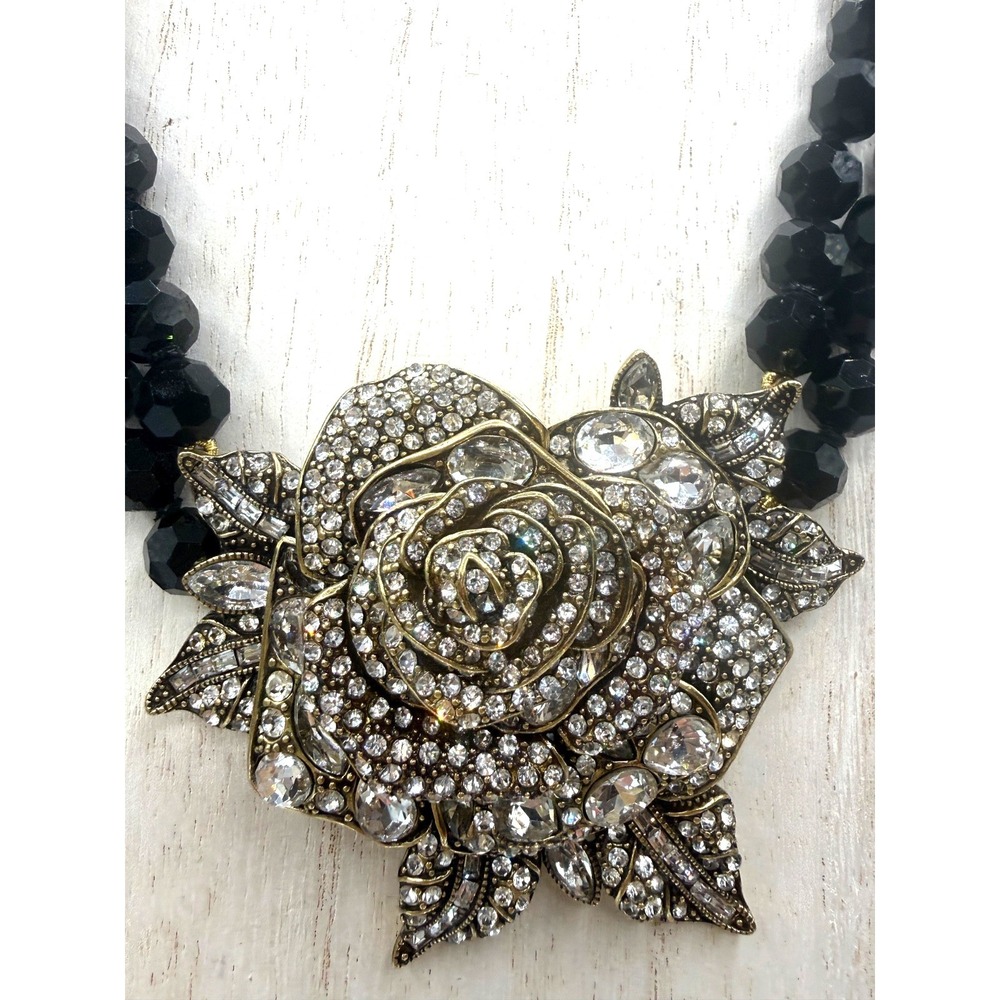 Rose Heidi Daus Pearl Necklace Enchanted Beauty and The Beast JET BLACK CLEAR - Picture 9 of 9